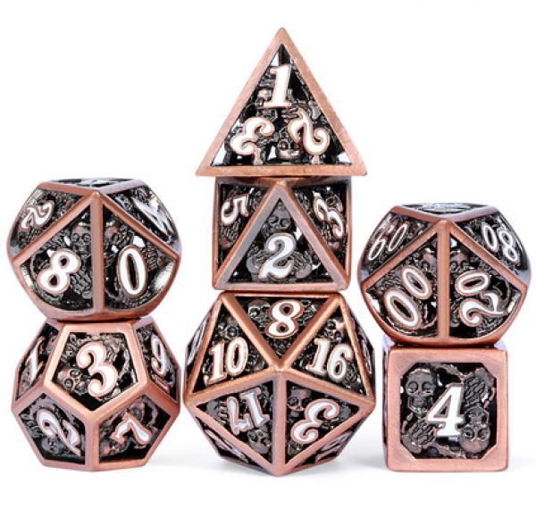 Dice Habit: Hollow Dice Set - (Skull) Copper & White (7pcs)