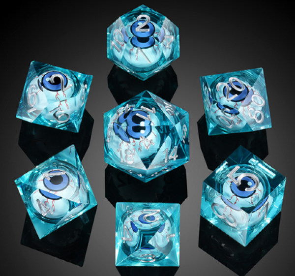 Dice Habit: Sharp Edge Dice Set - Blue Eyeball (7pcs)