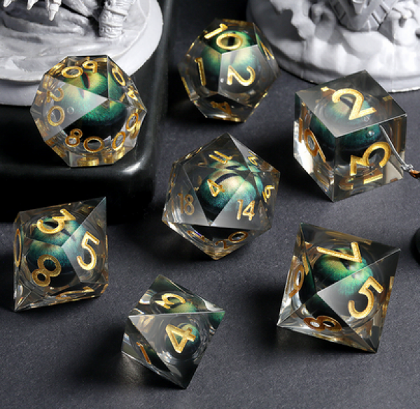 Dice Habit: Sharp Edge Dice Set - (Dragon Eye) Green (7pcs)