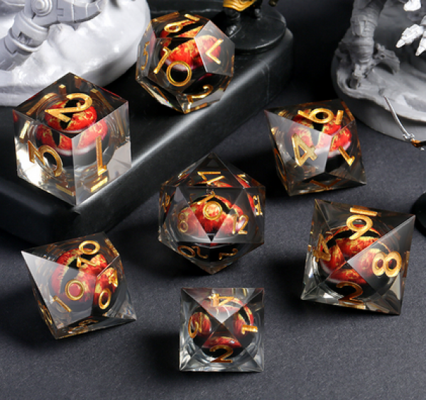 Dice Habit: Sharp Edge Dice Set - (Dragon Eye) Red (7pcs)