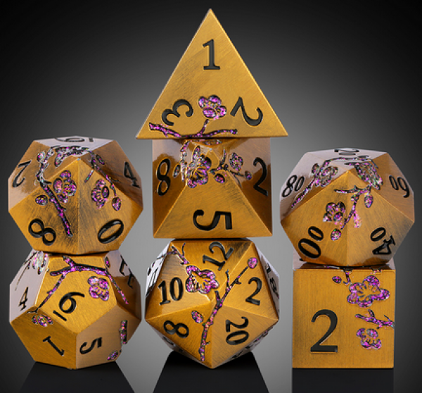 Dice Habit: Metal & Enamel Dice Set - (Sakura) Bronze (7pcs)
