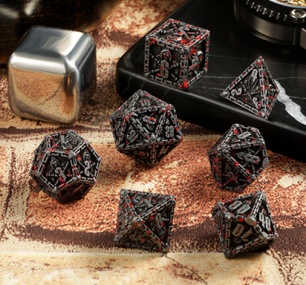 Dice Habit: Metal & Enamel Dice Set - (Reaper) Blood & Iron (7pcs)