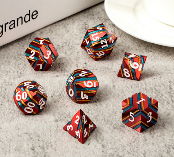 Dice Habit: Zinc Alloy Striped Dice Set - Festival (7pcs)