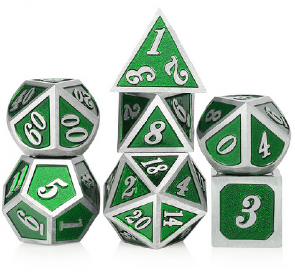 Dice Habit: Metal & Enamel Dice Set - Recycle (7pcs)
