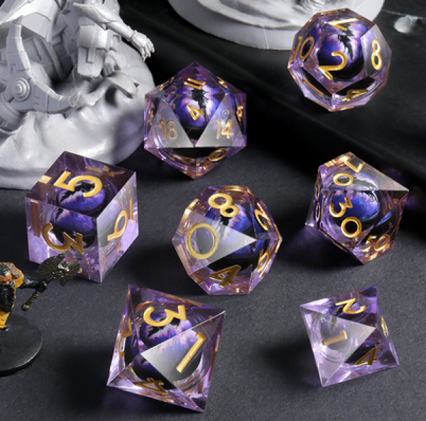Dice Habit: Sharp Edge Dice Set - (Dragon Eye) Purple (7pcs)