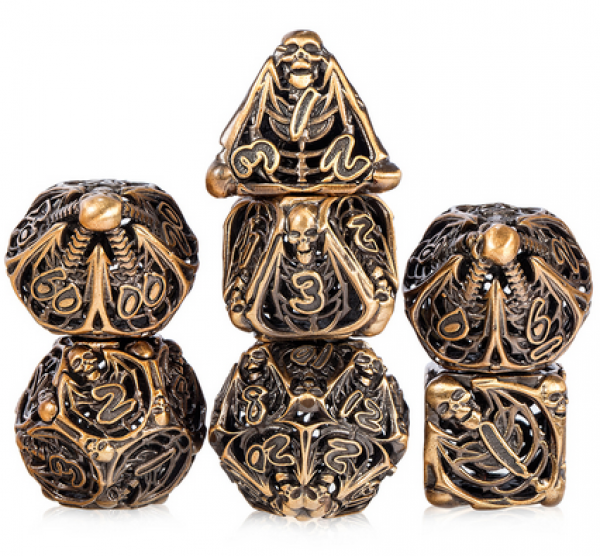 Dice Habit: Hollow Dice Set - (Skeleton) Brass (7pcs)
