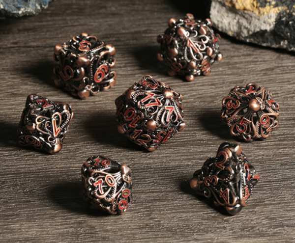 Dice Habit: Hollow Dice Set - (Kraken) Copper & Red (7pcs)