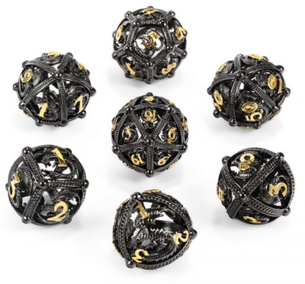 Dice Habit: Hollow Orb Dice Set - (Dragon) Black & Gold (7pcs)