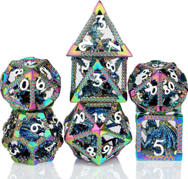 Dice Habit: Hollow Dice Set - (Dragon Cage) Iridescence (7pcs)