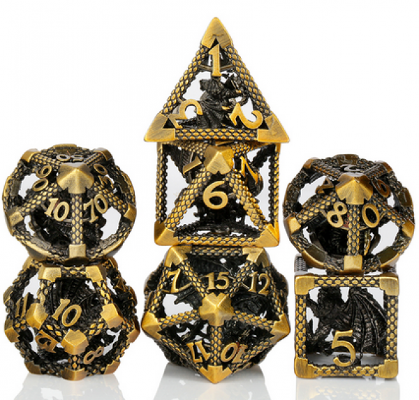 Dice Habit: Hollow Dice Set - (Dragon Cage) Bronze (7pcs)
