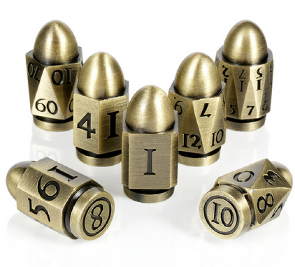 Dice Habit: Metal & Enamel Dice Set - (Bullet) Brass (7pcs)