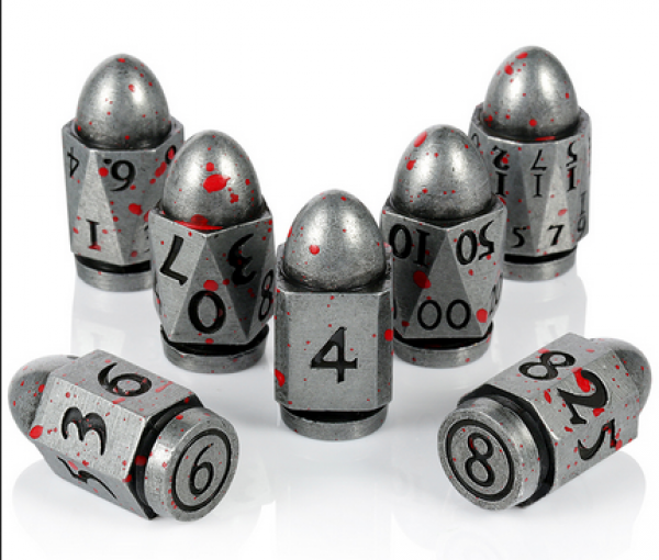 Dice Habit: Metal & Enamel Dice Set - (Bullet) Blood & Iron (7pcs)