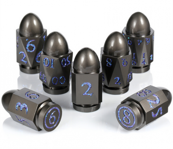 Dice Habit: Metal & Enamel Dice Set - (Bullet) Blue & Gunmetal (7pcs)