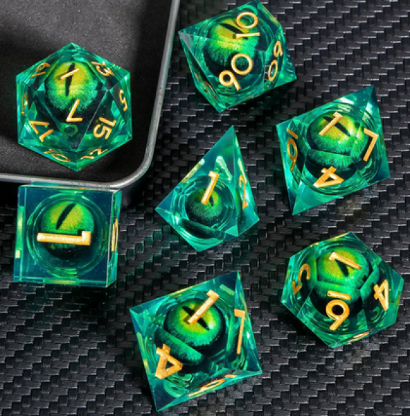 Dice Habit: Sharp Edge Dice Set - (Dragon Eye) Specimen (7pcs)