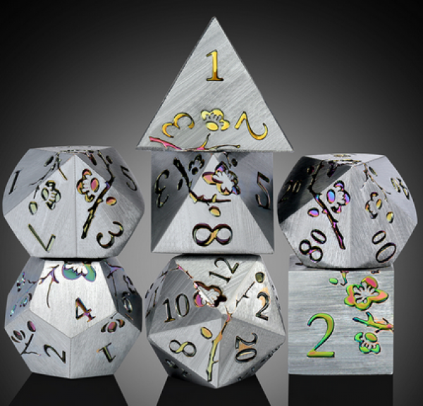 Dice Habit: Metal & Enamel Dice Set - (Sakura) Metallic Rainbow (7pcs)