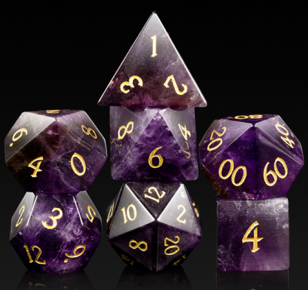 Dice Habit: Gemstone Dice Set - (Natural) Amethyst (7pcs)