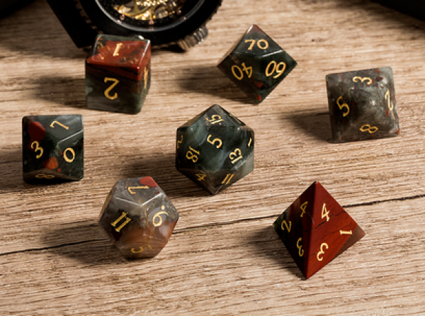 Dice Habit: Gemstone Dice Set - (Natural) Bloodstone (7pcs)