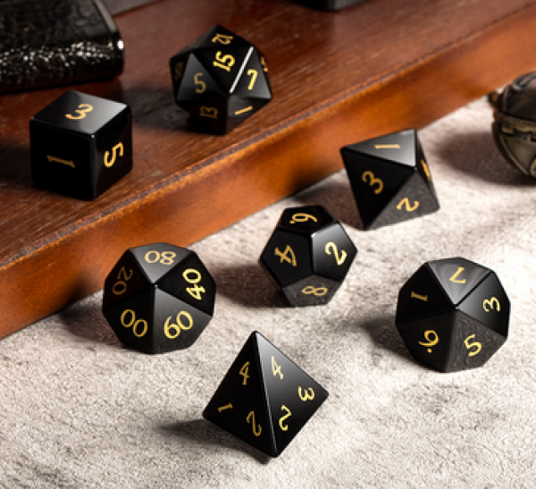 Dice Habit: Gemstone Dice Set - (Natural) Obsidian (7pcs)