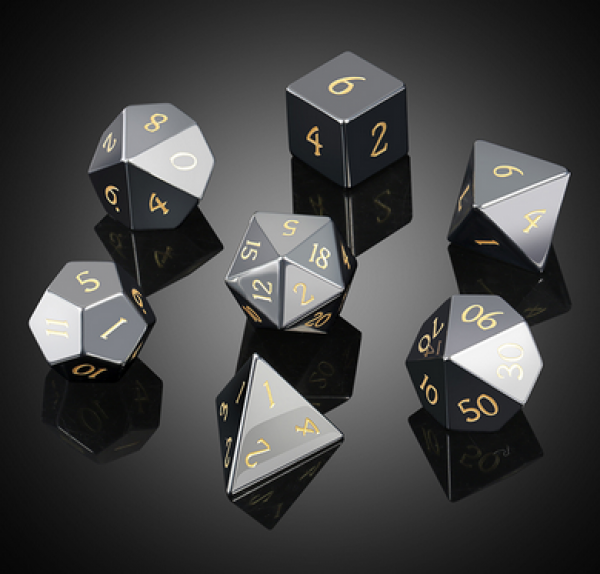 Dice Habit: Gemstone Dice Set - (Synthetic) Hematite (7pcs)