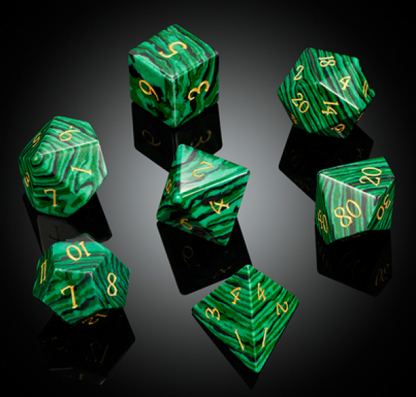 Dice Habit: Gemstone Dice Set - (Synthetic) Malachite (7pcs)