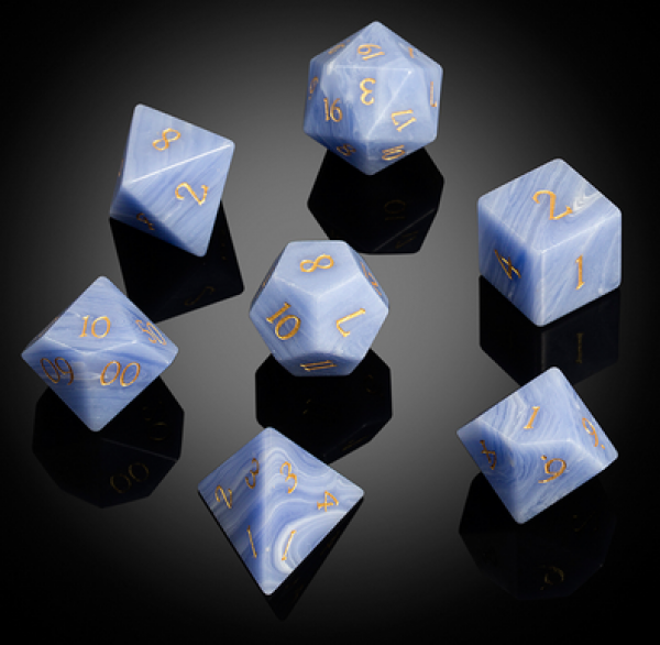 Dice Habit: Gemstone Dice Set - (Synthetic) Blue Lace Agate (7pcs)