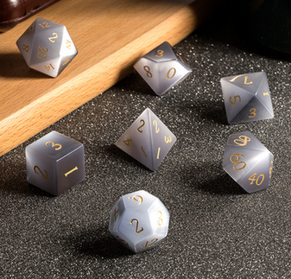 Dice Habit: Gemstone Dice Set - (Synthetic) Grey Cat's Eye (7pcs)