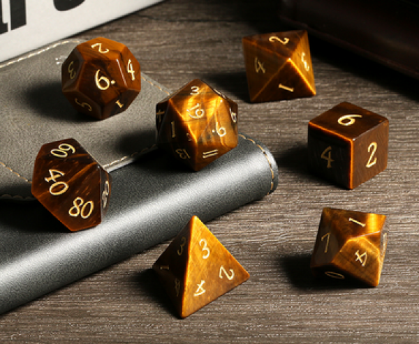 Dice Habit: Gemstone Dice Set - (Natural) Tiger's Eye (7pcs)