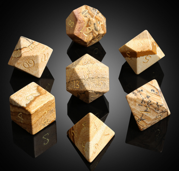Dice Habit: Gemstone Dice Set - (Natural) Picture Jasper (7pcs)