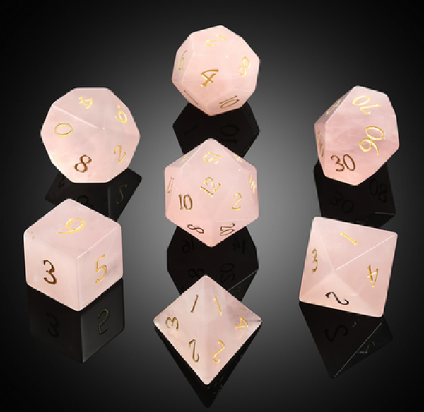 Dice Habit: Gemstone Dice Set - (Natural) Rose Quartz (7pcs)