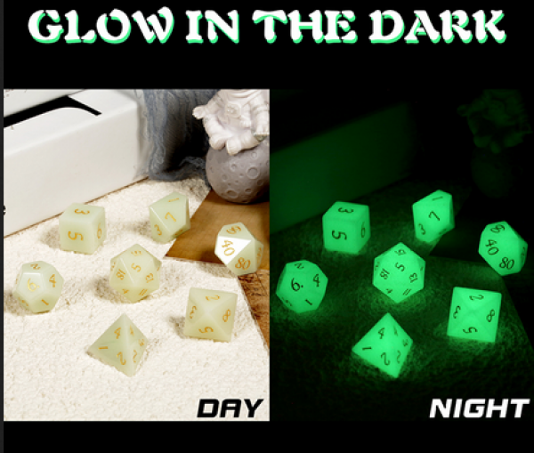 Dice Habit: Gemstone Dice Set - (Synthetic) Green Glowstone (7pcs)