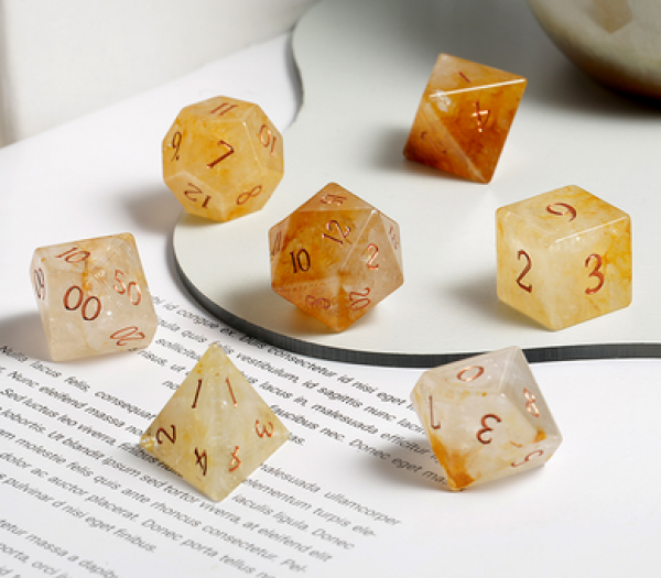 Dice Habit: Gemstone Dice Set - (Natural) Yellow Calcite (7pcs)