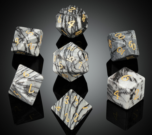 Dice Habit: Gemstone Dice Set - (Natural) Spiderweb Jasper (7pcs)