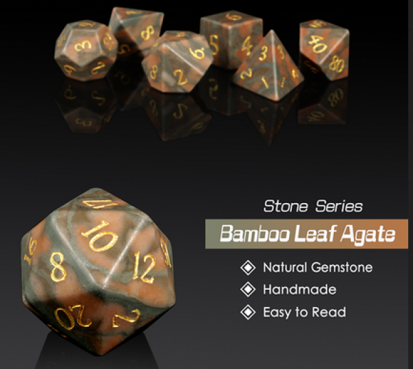 Dice Habit: Gemstone Dice Set - (Natural) Bamboo Leaf Agate (7pcs)