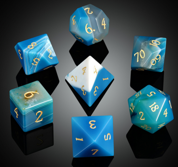Dice Habit: Gemstone Dice Set - (Natural) Blue Agate (7pcs)