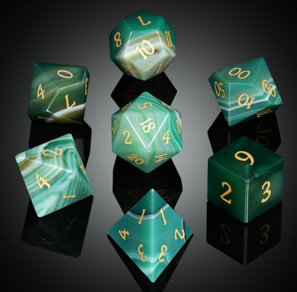 Dice Habit: Gemstone Dice Set - (Natural) Green Agate (7pcs)