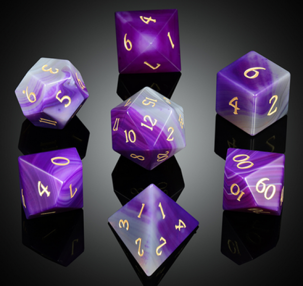 Dice Habit: Gemstone Dice Set - (Natural) Purple Agate (7pcs)