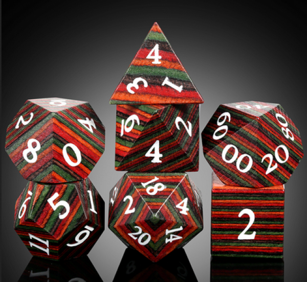 Dice Habit: Wooden Dice Set - Rainbow Wood (7pcs)
