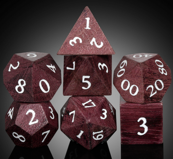 Dice Habit: Wooden Dice Set - Purpleheart Wood (7pcs)