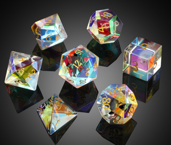 Dice Habit: Glass Dice Set - Rainbow K9 Glass (7pcs)