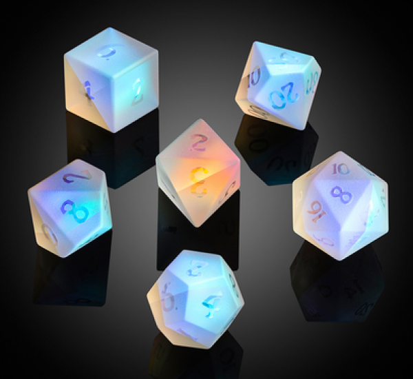 Dice Habit: Glass Dice Set - Frosted Rainbow K9 Glass (7pcs)