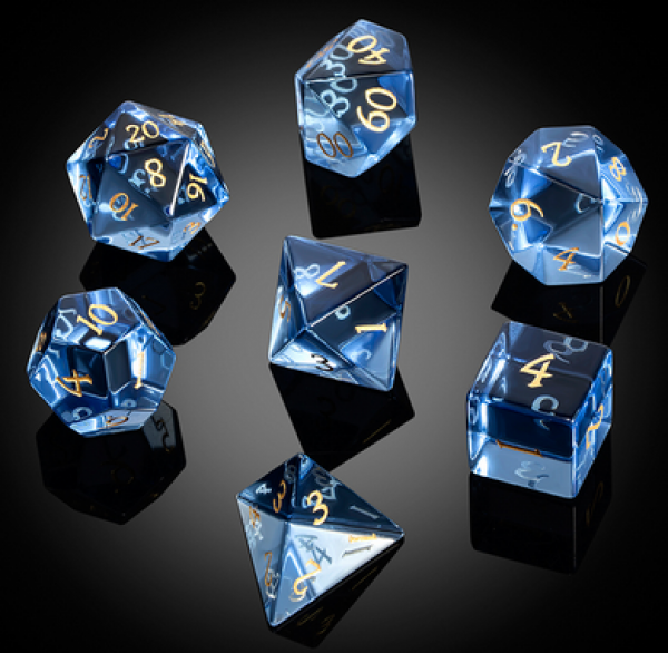 Dice Habit: Glass Dice Set - Sapphire Zircon (7pcs)