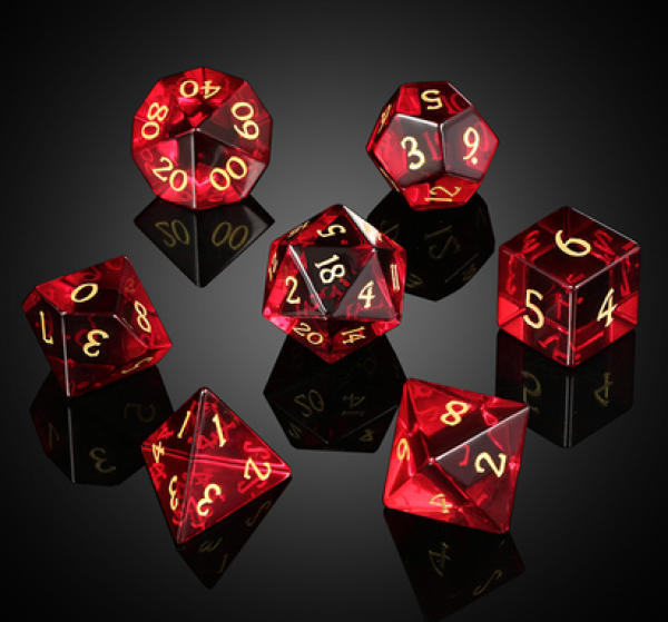 Dice Habit: Glass Dice Set - Ruby Zircon (7pcs)