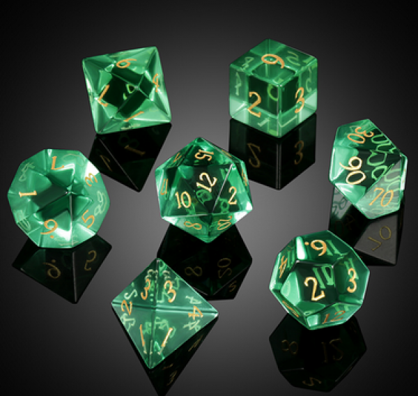 Dice Habit: Glass Dice Set - Emerald Zircon (7pcs)