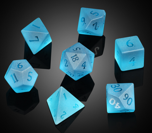 Dice Habit: Glass Dice Set - Frosted Aquamarine Zircon (7pcs)
