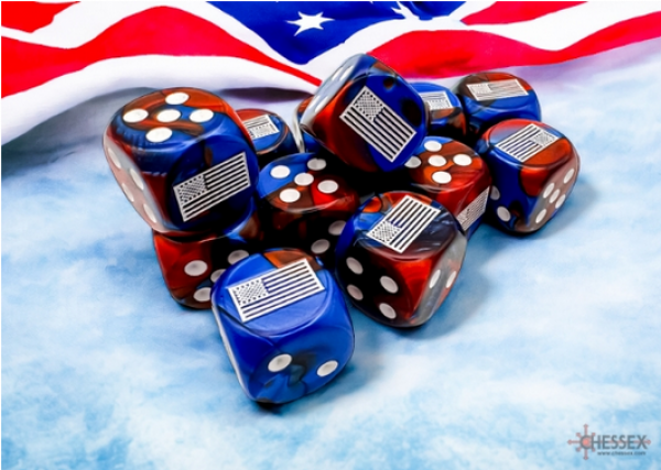Chessex: United States War Dice Gemini Blue-Red/White 16mm d6 Dice Block (12)