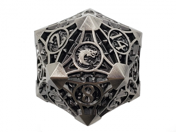 Old School RPG Metal Dice: Gnome Forged - 23mm D20 Ancient Silver