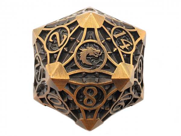 Old School RPG Metal Dice: Gnome Forged - 23mm D20 Ancient Gold