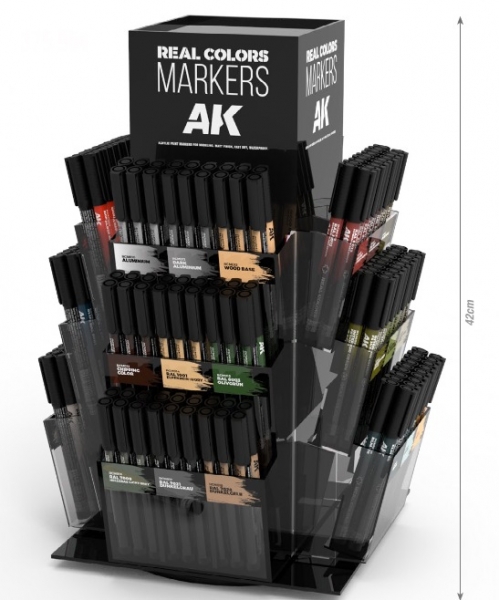 AK-Interactive:  Real Colors Markers Rotating Display (32 Ref. x12 Units +  2 Ref. x24 Units)