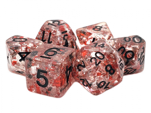 Old School RPG Dice Set: Particles - Metallic Red w/ Black
