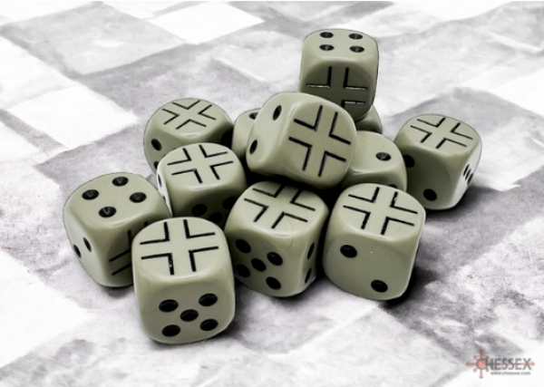 Chessex: Germany War Dice Opaque Dark Grey/Black 16mm d6 Dice Block (12)